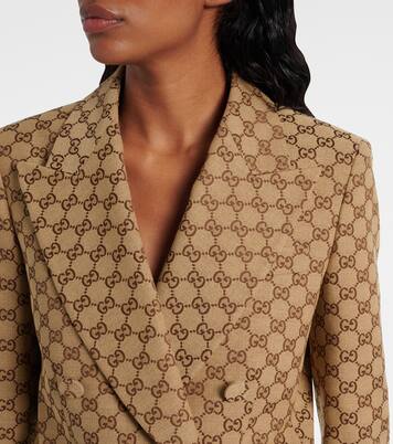 Blazer en mezcla de algodón con GG en jacquard | Gucci