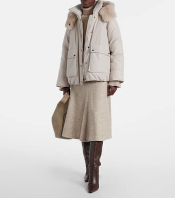 Shearling-trimmed taffeta down jacket | Brunello Cucinelli