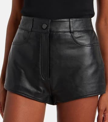 High-Rise Shorts Loen aus Leder | The Frankie Shop