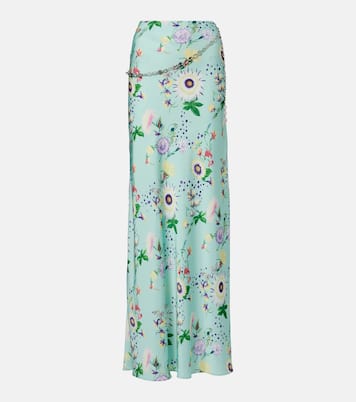 Chain-detail floral satin maxi skirt | Rabanne