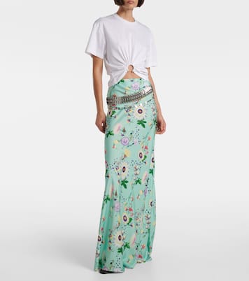 Chain-detail floral satin maxi skirt | Rabanne
