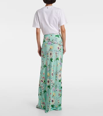 Chain-detail floral satin maxi skirt | Rabanne
