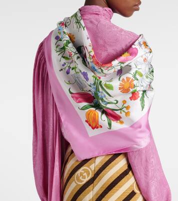 Floral silk twill scarf | Gucci
