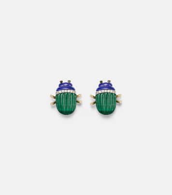 Boucles d’oreilles Scarabée en or 9 ct, malachite, lapis-lazuli et diamants | Yvonne Léon