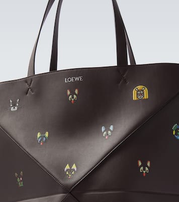 x Louis Wain Puzzle Fold Cats leather tote bag | Loewe