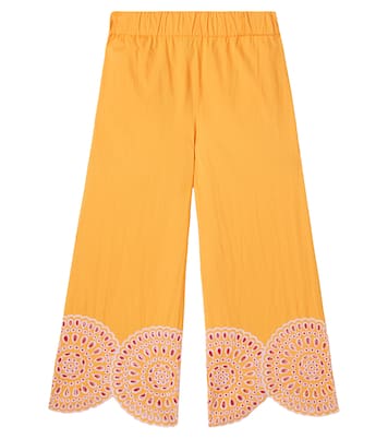 Embroidered cotton poplin wide-leg pants | Stella McCartney Kids