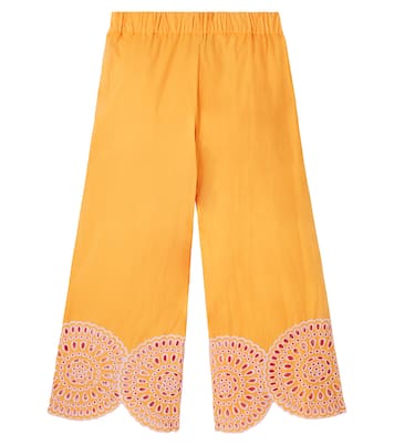 Embroidered cotton poplin wide-leg pants | Stella McCartney Kids