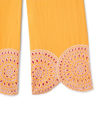 Embroidered cotton poplin wide-leg pants | Stella McCartney Kids