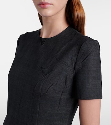 Robe midi en laine vierge à carreaux | Prada