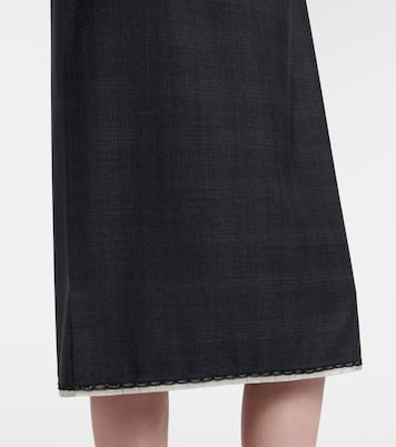 Robe midi en laine vierge à carreaux | Prada