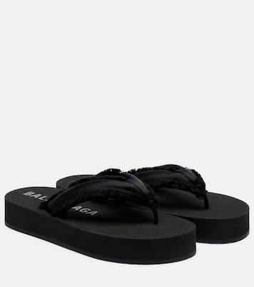 Cushy fringed satin platform thong sandals | Balenciaga