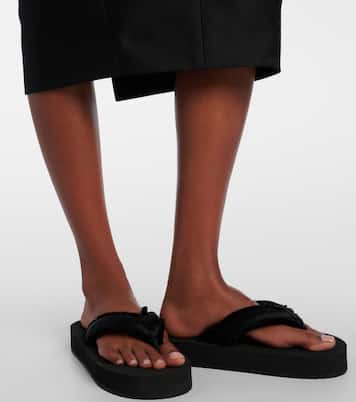 Cushy fringed satin platform thong sandals | Balenciaga