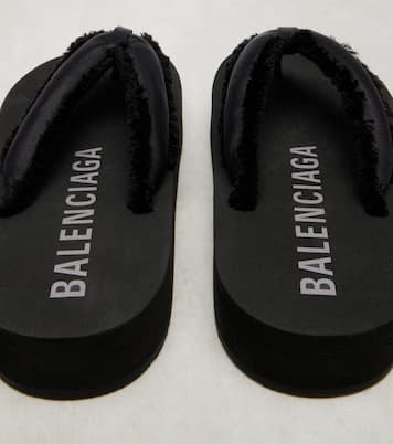 Cushy fringed satin platform thong sandals | Balenciaga