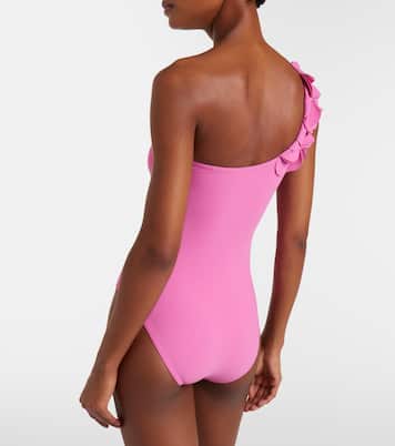 Tess one-shoulder floral-appliqué swimsuit | Karla Colletto