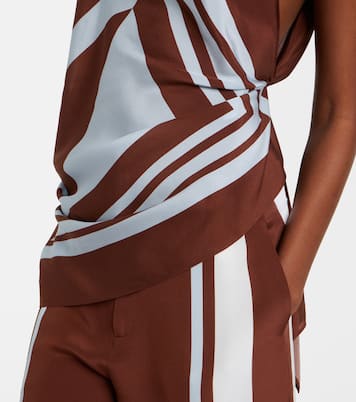 Verziertes One-Shoulder-Top aus Seide | SIR
