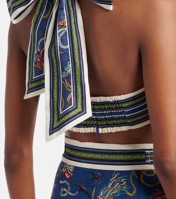 Cove printed halterneck linen bra top | Alémais