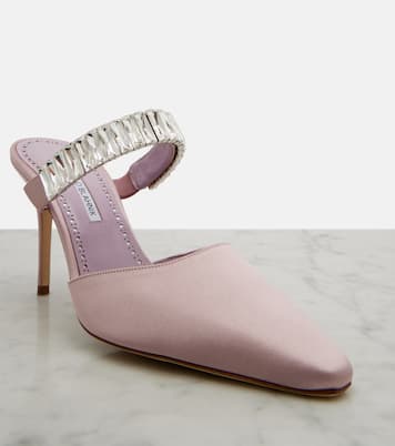 Zumbon embellished satin mules | Manolo Blahnik