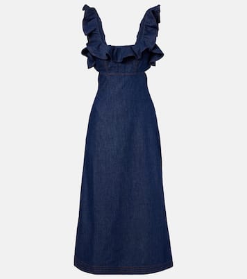 Aster ruffled denim midi dress | Zimmermann