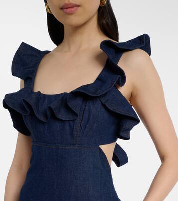 Aster ruffled denim midi dress | Zimmermann