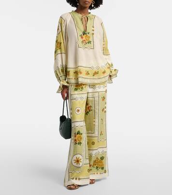 Dixie printed linen wide-leg pants | Alémais
