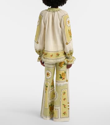 Dixie printed linen wide-leg pants | Alémais