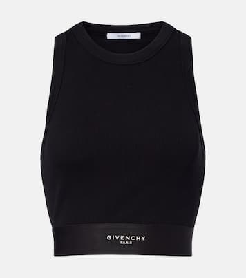 Logo ribbed-knit cropped cotton tank top | Givenchy