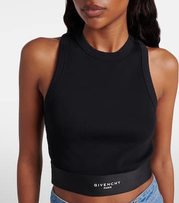 Logo ribbed-knit cropped cotton tank top | Givenchy
