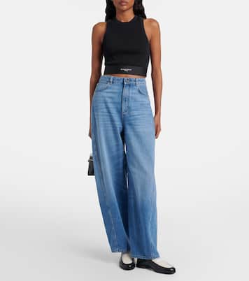 Logo ribbed-knit cropped cotton tank top | Givenchy