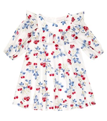 Cherry cotton poplin printed dress | Monnalisa