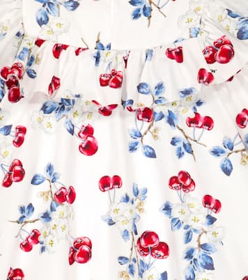 Cherry cotton poplin printed dress | Monnalisa