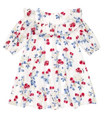 Cherry cotton poplin printed dress | Monnalisa