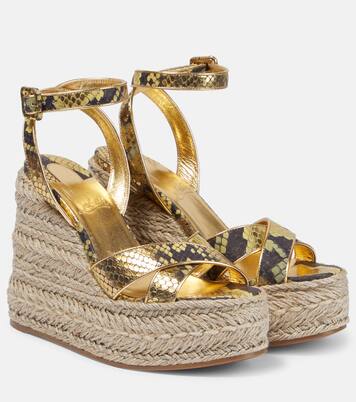 Mariza snake-print leather espadrille wedges | Christian Louboutin