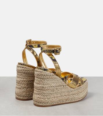 Mariza snake-print leather espadrille wedges | Christian Louboutin