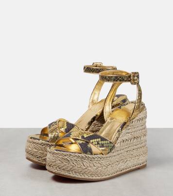 Mariza snake-print leather espadrille wedges | Christian Louboutin