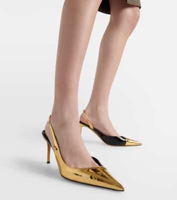 Slingback-Pumps aus Metallic-Lederimitat | Alexandre Vauthier