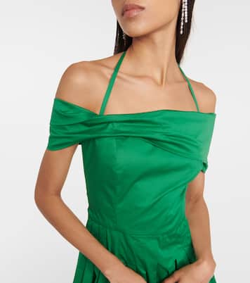 Robe midi à encolure bardot en soie  | Oscar de la Renta