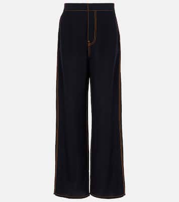 Pantalones anchos de georgette de tiro alto | Alaïa