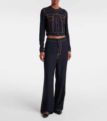 Pantalones anchos de georgette de tiro alto | Alaïa