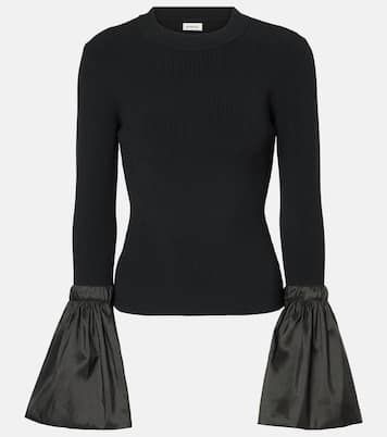 Agata taffeta-trimmed ribbed-knit top | Simkhai