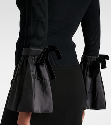 Agata taffeta-trimmed ribbed-knit top | Simkhai