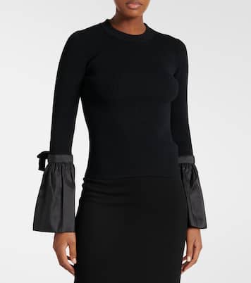 Agata taffeta-trimmed ribbed-knit top | Simkhai