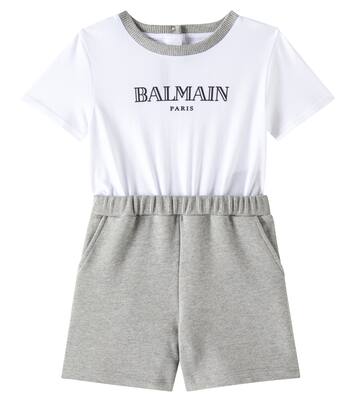 Baby cotton jumpsuit | Balmain Kids