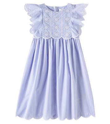Robe rayée et brodée en coton | Chloé Kids