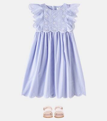Robe rayée et brodée en coton | Chloé Kids
