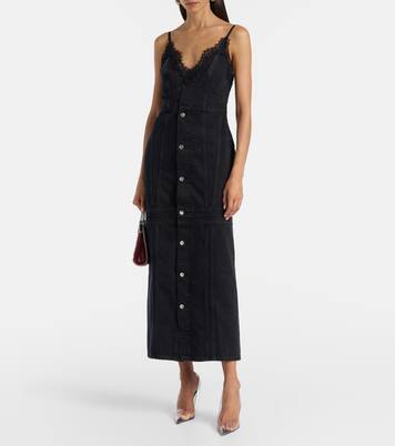 Maxikleid aus Denim mit Spitze | Stella McCartney
