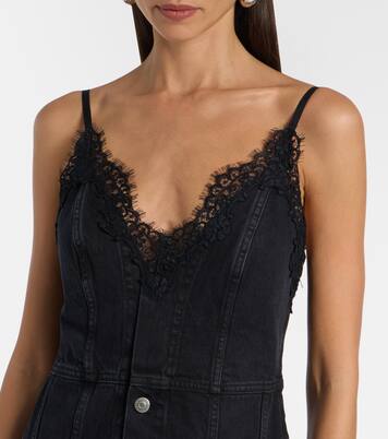 Maxikleid aus Denim mit Spitze | Stella McCartney