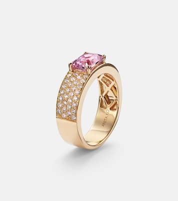 18kt gold ring with sapphire and diamonds | Anita Ko