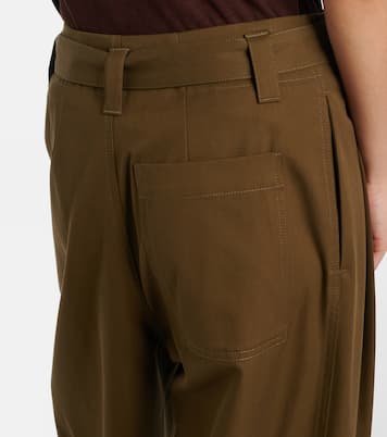 束带褶裥高腰棉质与真丝阔腿裤 | Loewe