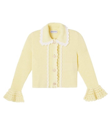 Crystal-embellished pointelle cardigan | Self-Portrait Kids