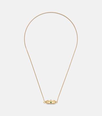 Coco Micro 18kt gold locket necklace with emeralds | Marie Lichtenberg